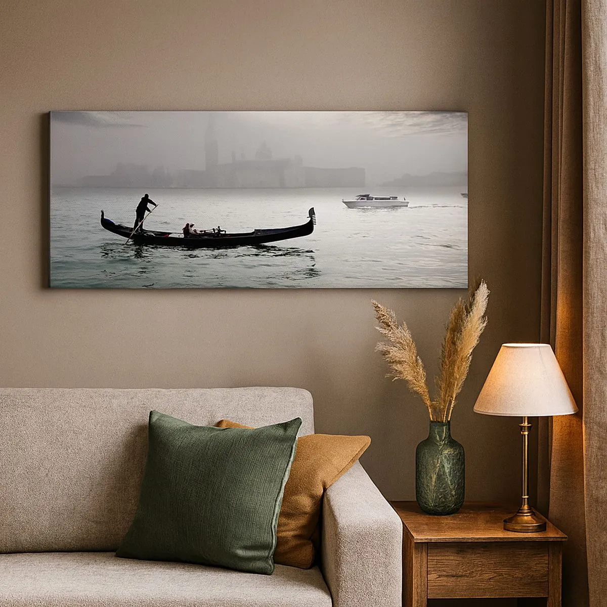 Impression sur toile - Image sur toile - Une ville fabuleuse faite d'eau et de brouillard - 100x40 cm