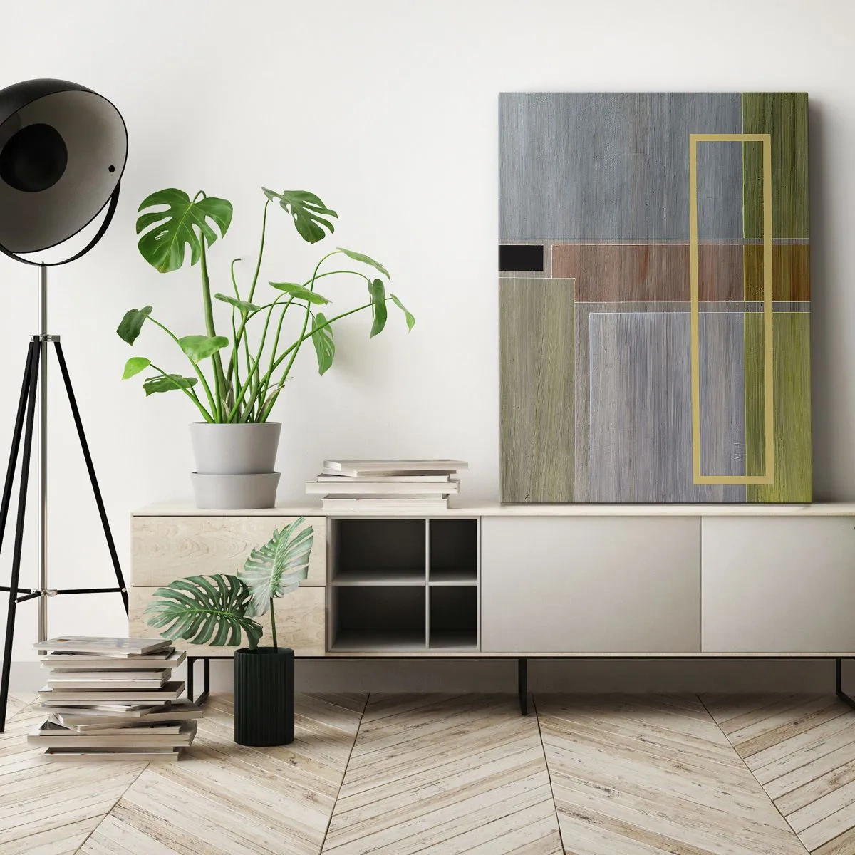 Impression sur toile - Image sur toile - Composition géométrique aux couleurs pastel avec des rectangles - 70x100cm - Simple et calme - Décoration murale moderne pour le salon et la chambre ARTTOR