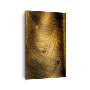 Impression sur toile - Image sur toile - Coups de pinceau abstraits dorés - 80x120cm - Dans un labyrinthe en or - Décoration murale moderne pour le salon et la chambre ARTTOR