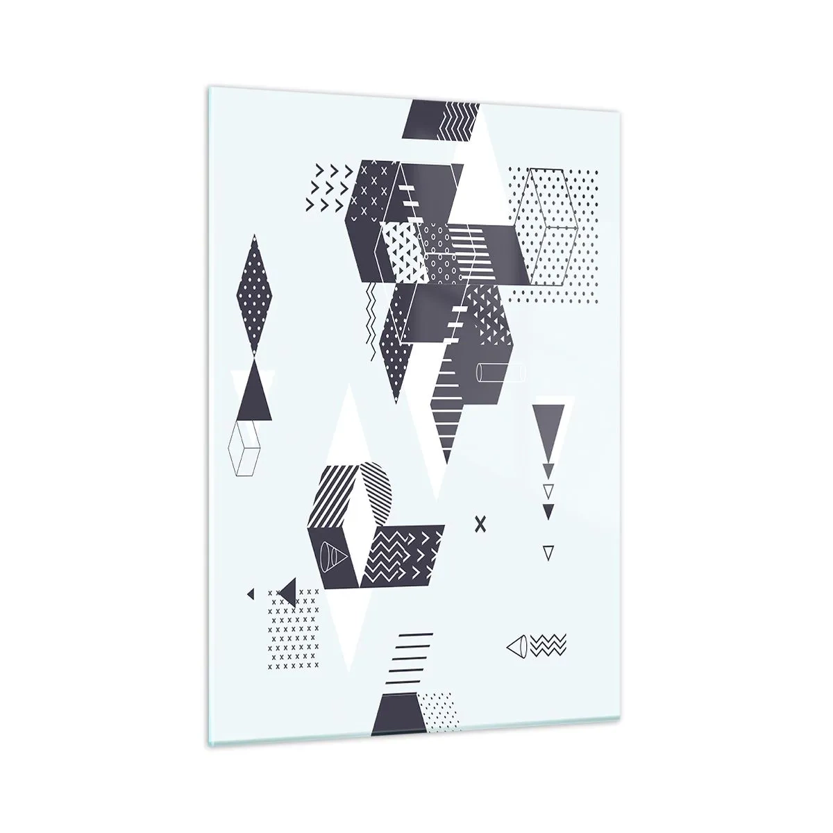 Impression sur verre - Image sur verre - Composition géométrique abstraite en noir et blanc sur fond clair - 50x70cm - Dans l'âme d'un mathématicien - Décoration murale moderne pour le salon et la chambre ARTTOR
