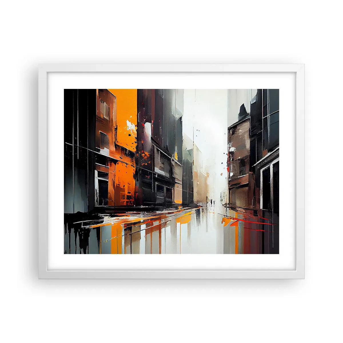 Affiche dans un cadre blanc - Poster - Jour de pluie - 50x40 cm