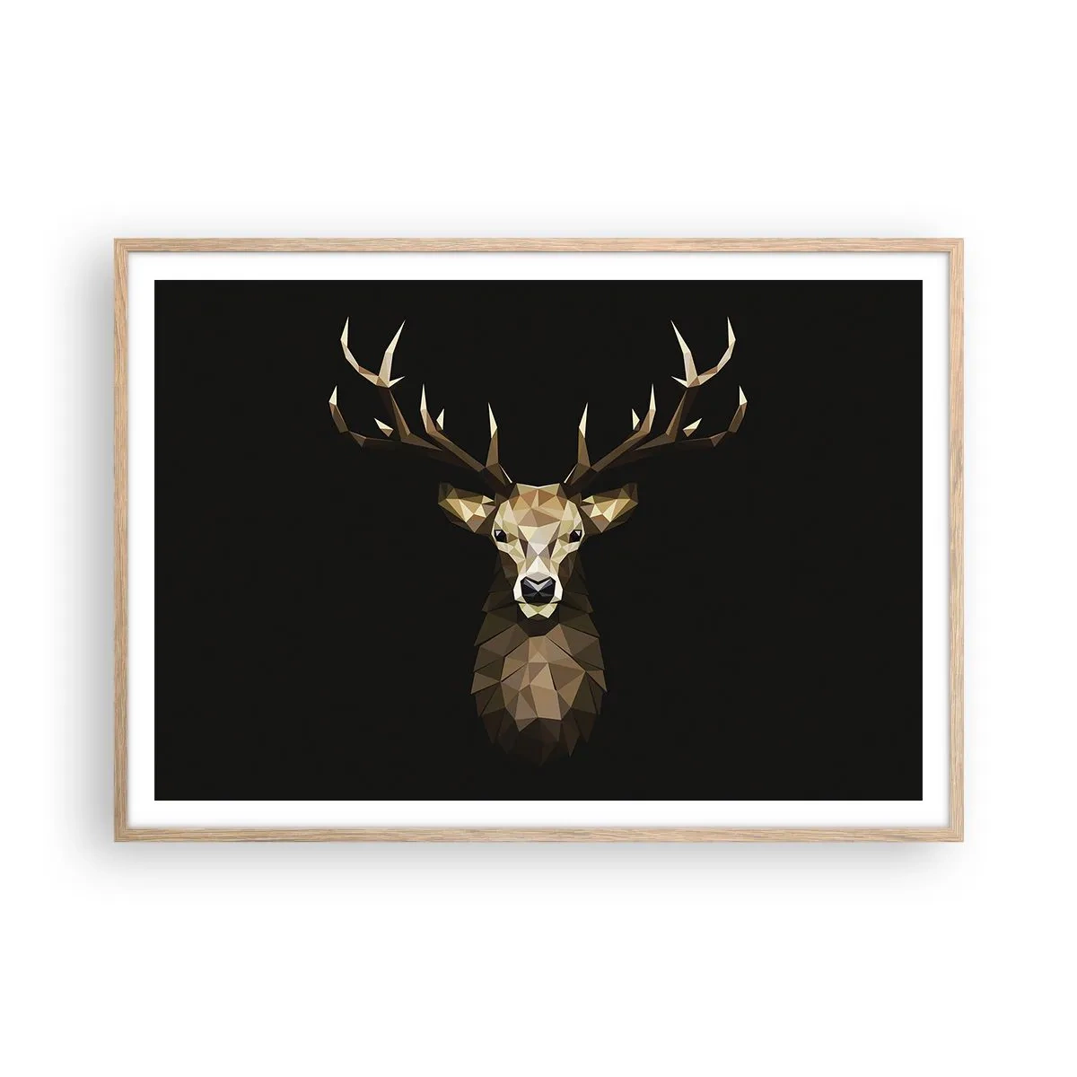 Affiche dans un chêne clair - Poster - Cerf cubique - 100x70 cm