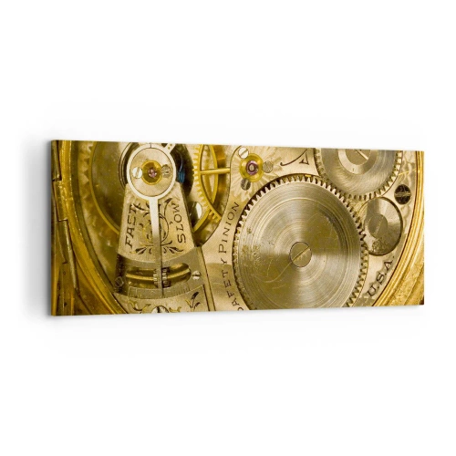 Impression sur toile - Image sur toile - Mécanisme de montre avec engrenages et détails visibles - 120x50cm - Marcher avec son temps - Décoration murale moderne pour le salon et la chambre ARTTOR
