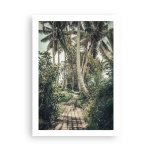 Affiche - Poster - Un chemin exotique parmi les palmiers dans un paysage tropical - 50x70cm - Allée des palmiers - Décoration murale moderne pour le salon et la chambre ARTTOR