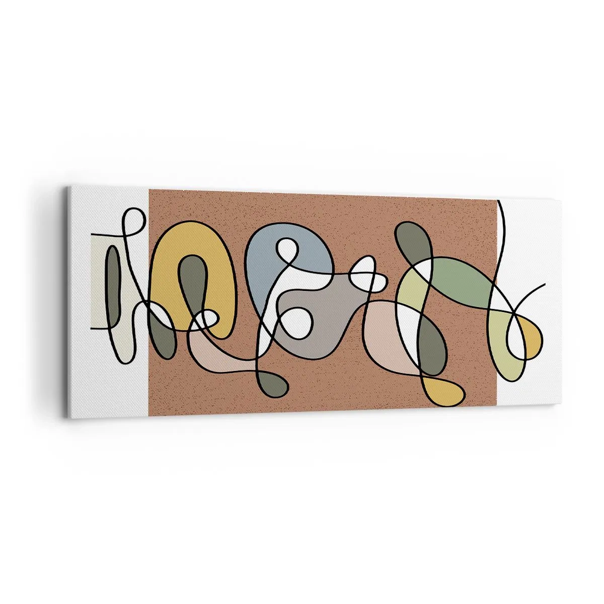 Impression sur toile - Image sur toile - Abstraction colorée avec des taches et des lignes - 120x50cm - Une abstraction qui mérite le sourire - Décoration murale moderne pour le salon et la chambre ARTTOR