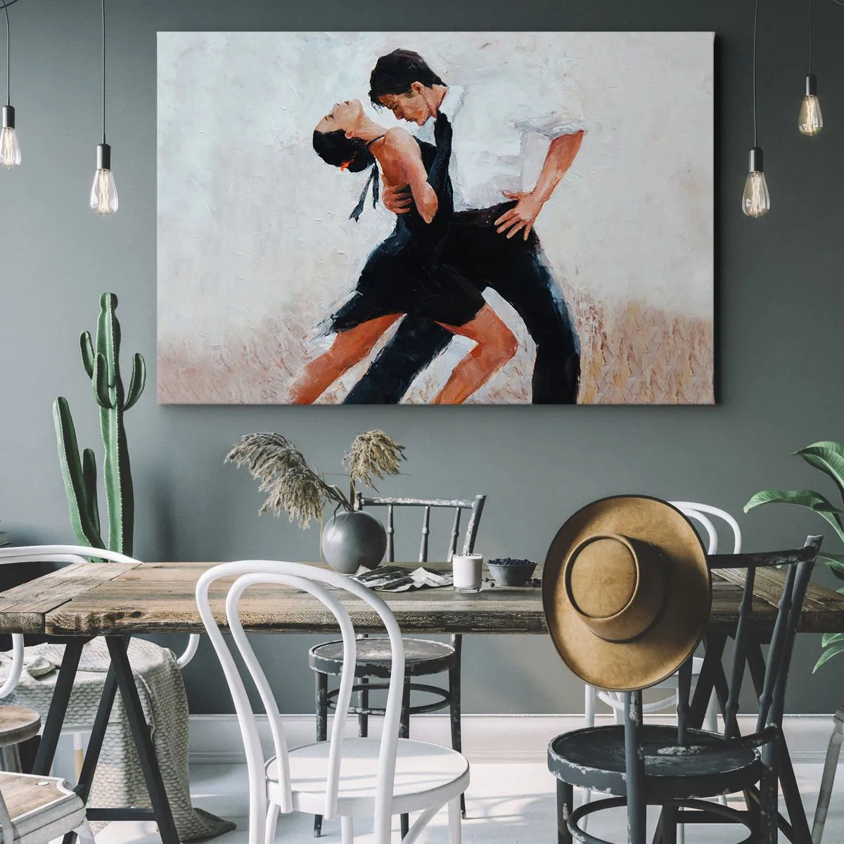 Impression sur toile - Image sur toile - Un couple dansant dans une photo élégante et sensuelle - 100x70cm - Tango de mes rêves et pensées - Décoration murale moderne pour le salon et la chambre ARTTOR