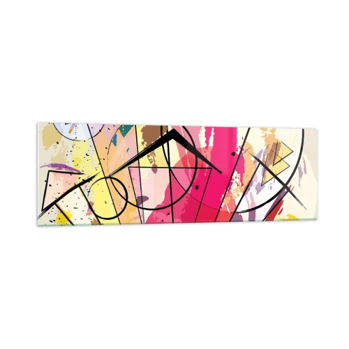 Impression sur verre - Image sur verre - Abstraction avec des lignes et des formes géométriques - 160x50cm - Explosion - Décoration murale moderne pour le salon et la chambre ARTTOR