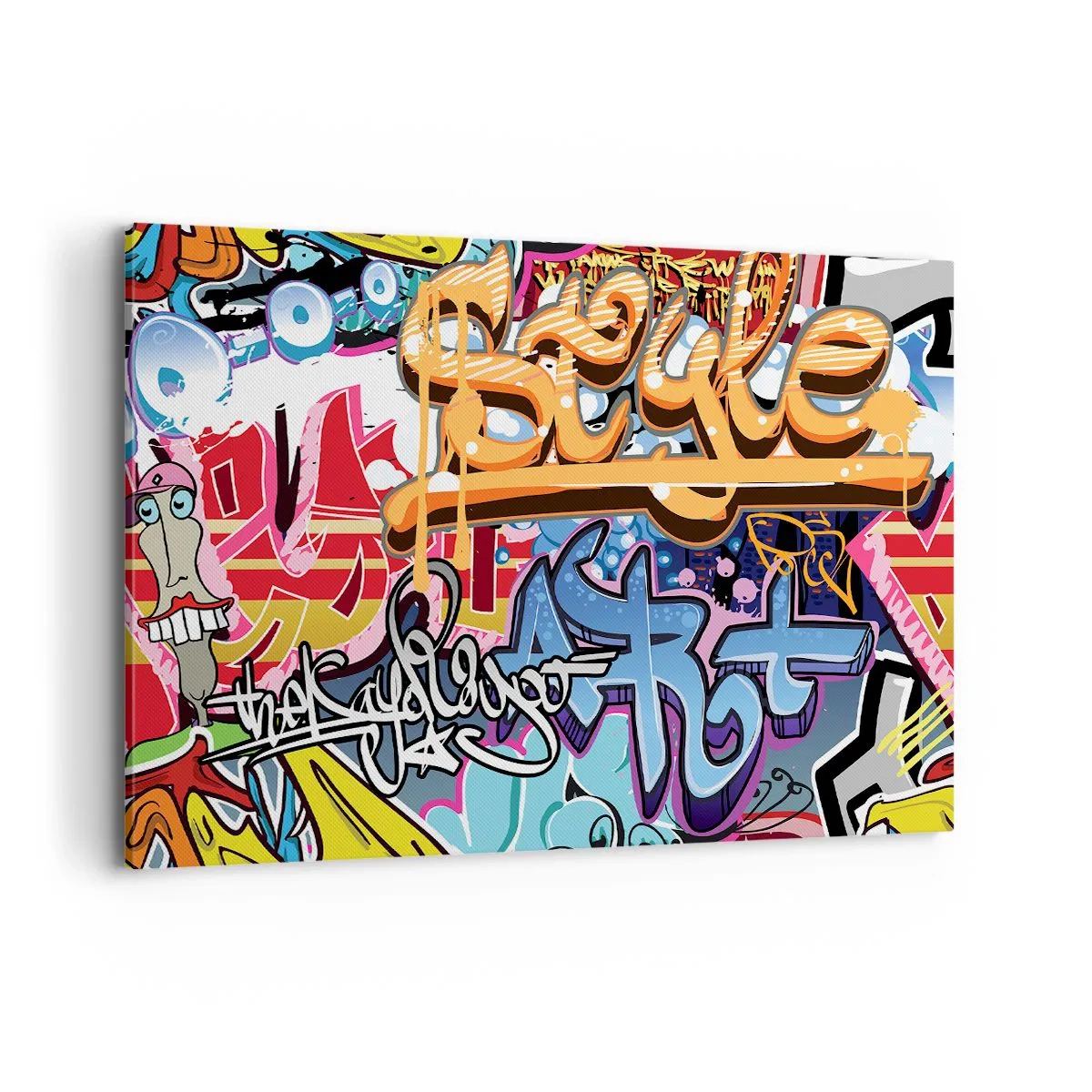 Impression sur toile - Image sur toile - Graffitis colorés avec inscriptions et illustrations dynamiques - 120x80cm - Fresques, fresques, fresques… - Décoration murale moderne pour le salon et la chambre ARTTOR