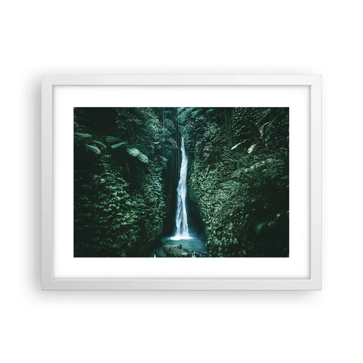 Affiche dans un cadre blanc - Poster - Fontaine tropicale - 40x30 cm