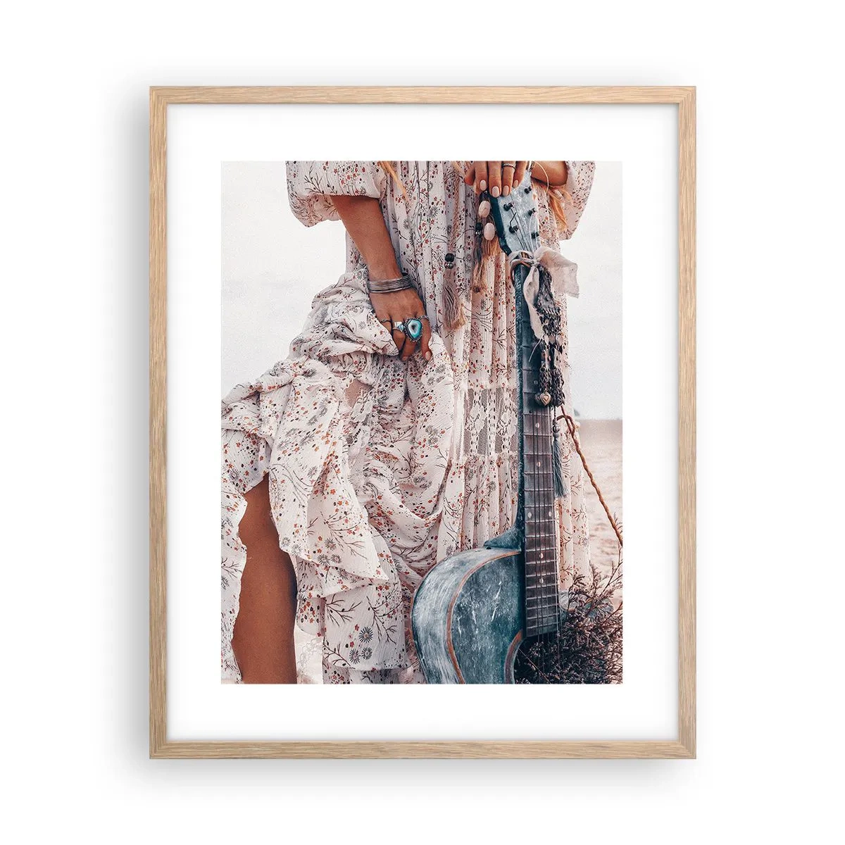 Affiche dans un chêne clair - Poster - Enfant de fleur en route - 40x50 cm