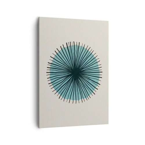 Impression sur toile - Image sur toile - Forme circulaire abstraite avec des rayons bleus - 50x70cm - Rayonnant dans l'azur - Décoration murale moderne pour le salon et la chambre ARTTOR