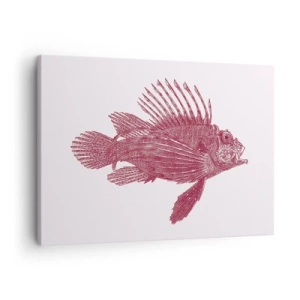 Impression sur toile - Image sur toile - Dessin d'un poisson dans une teinte rouge - 70x50cm - Un habitant des eaux exotiques - Décoration murale moderne pour le salon et la chambre ARTTOR