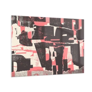 Impression sur verre - Image sur verre - Abstraction moderne en noir, rouge et beige - 70x50cm - Tout ce tapage - Décoration murale moderne pour le salon et la chambre ARTTOR