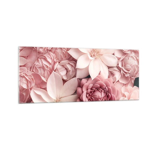 Impression sur verre - Image sur verre - Dans les pétales roses - 100x40 cm