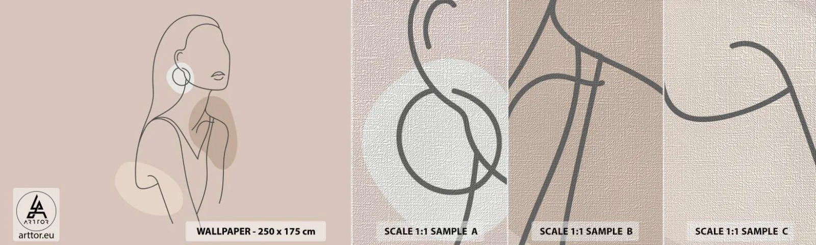 Échantillon de Papier Peint Premium Canvas - Icone féminin - Abstraction, Femme, Graphique - 100x30 cm