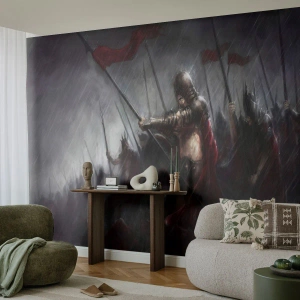 Papier Peint Photo Premium Canvas - Passant, dis à Sparte… - Chevalier en armure, Armée, Abstraction - 200x140 cm