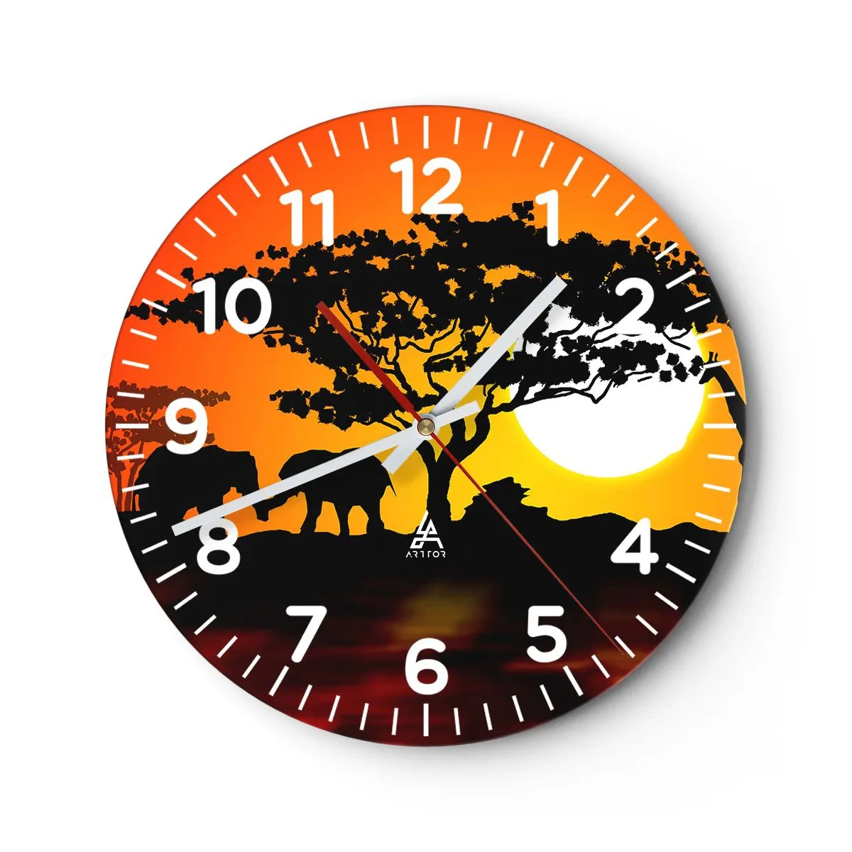 Horloge murale - Pendule murale - Rencontre dans la savane - 40x40 cm