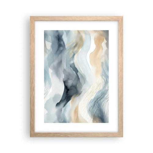 Affiche dans un chêne clair - Poster - Abstraction enneigée et brumeuse - 30x40 cm