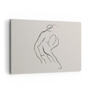 Impression sur toile - Image sur toile - Une silhouette minimaliste en noir sur fond clair - 120x80cm - Croquis intime - Décoration murale moderne pour le salon et la chambre ARTTOR