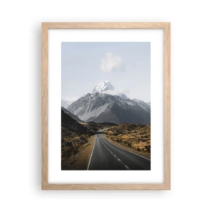 Affiche dans un chêne clair - Poster - Chemin vers le coeur de la montagne - 30x40 cm
