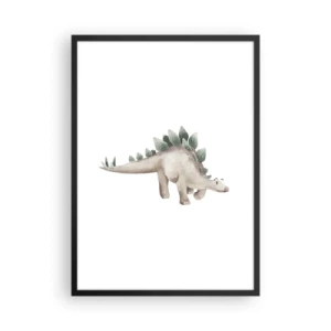 Affiche dans un cadre noir - Poster - Dinosaure à l'aquarelle dans un style minimaliste - 50x70cm - Votre ami - Décoration murale moderne pour le salon et la chambre ARTTOR