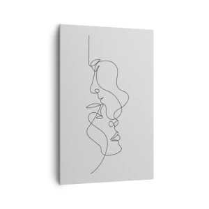 Impression sur toile - Image sur toile - Un dessin minimaliste de deux visages sur une seule ligne. - 80x120cm - Chaleur de désir renaissant - Décoration murale moderne pour le salon et la chambre ARTTOR