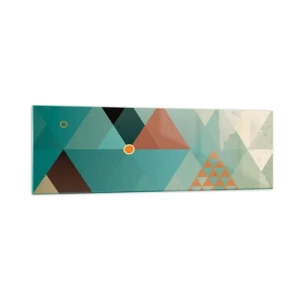 Impression sur verre - Image sur verre - Motifs géométriques dans les tons turquoise et marron - 160x50cm - Unité de la multiplicité, multiplicité de l'unité - Décoration murale moderne pour le salon et la chambre ARTTOR