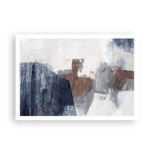 Affiche - Poster - Formes abstraites dans des tons de bleu et de marron - 100x70cm - Formes bleues et brunes - Décoration murale moderne pour le salon et la chambre ARTTOR