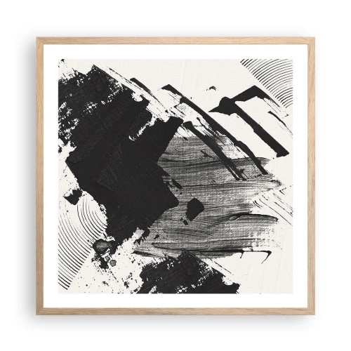 Affiche dans un chêne clair - Poster - Abstraction – expression du noir - 60x60 cm