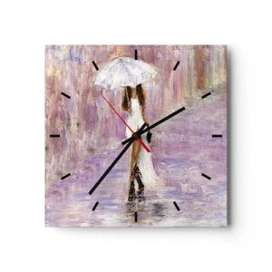 Horloge murale - Pendule murale - Sous la pluie lilas - 40x40 cm