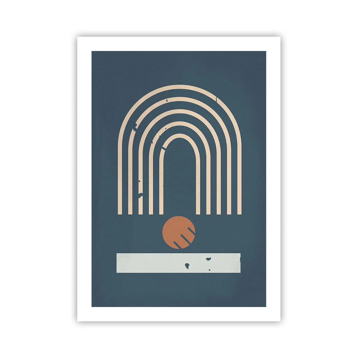 Affiche - Poster - Arcs géométriques et une sphère sur fond sombre - 50x70cm - Géométrie sur la grenade - Décoration murale moderne pour le salon et la chambre ARTTOR