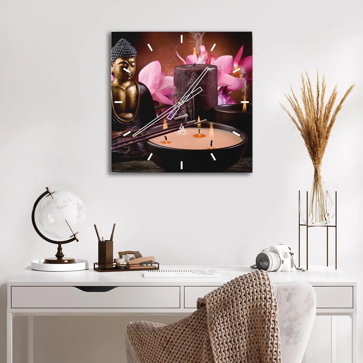 Horloge murale - Pendule murale - Vider l'esprit, calmer le corps - 40x40 cm