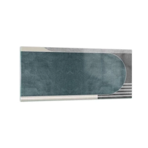 Impression sur verre - Image sur verre - Abstraction géométrique dans les tons de gris et de vert - 120x50cm - Composition de niveaux - Décoration murale moderne pour le salon et la chambre ARTTOR