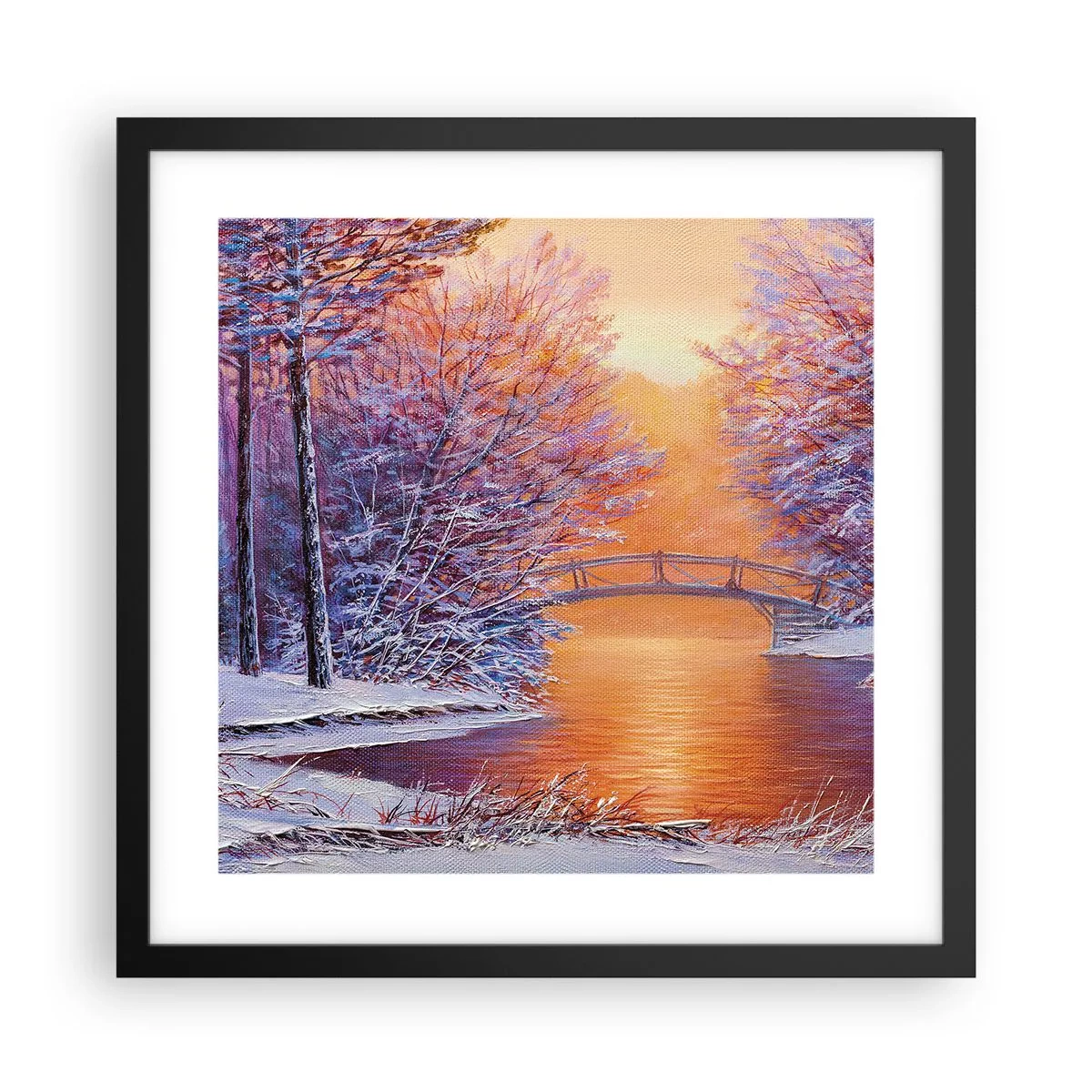 Affiche dans un cadre noir - Poster - On se rencontre ici - 40x40 cm