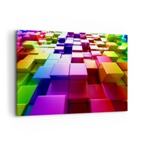 Impression sur toile - Image sur toile - Cubes géométriques 3D colorés - 100x70cm - Collaboration Op art dans une équipe - Décoration murale moderne pour le salon et la chambre ARTTOR