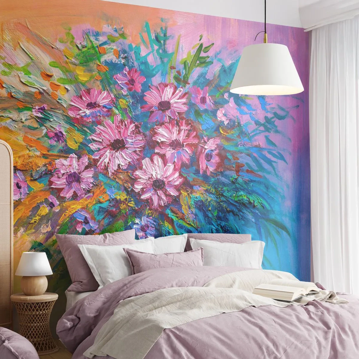 Papier Peint Autocollant Deluxe Sticker - Énergie de la vie - Fleurs, Bouquet de fleurs, Jardin - 250x175 cm