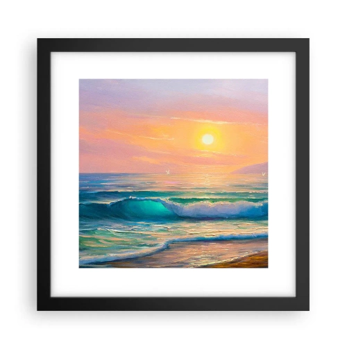 Affiche dans un cadre noir - Poster - Le chant turquoise des vagues - 30x30 cm