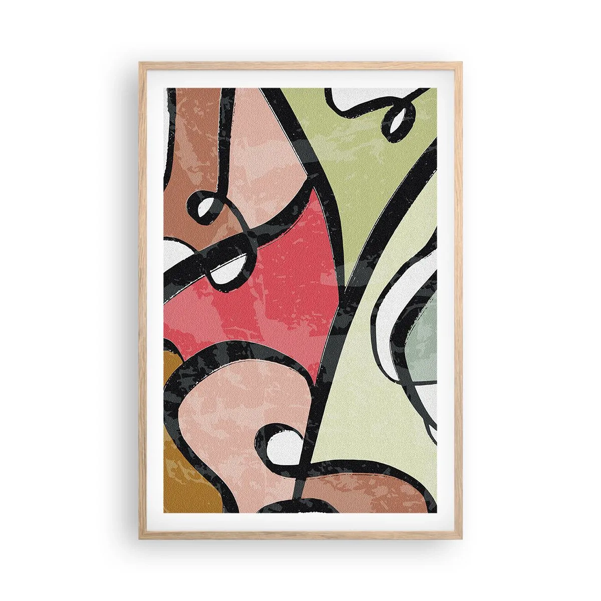 Affiche dans un chêne clair - Poster - Pirouettes parmi les couleurs - 61x91 cm