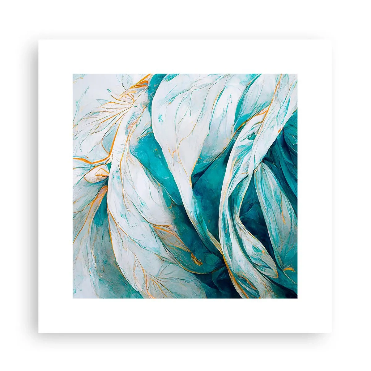 Affiche - Poster - Abstraction bleue avec un motif doré - 30x30 cm