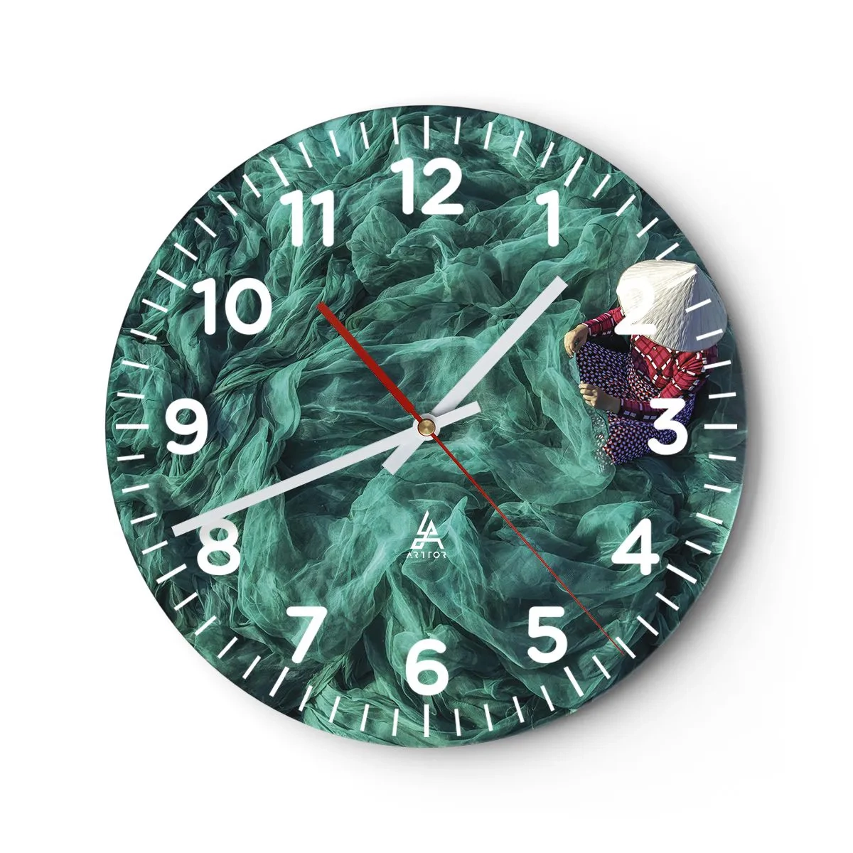 Horloge murale - Pendule murale - Dans une mer de filet - 40x40 cm