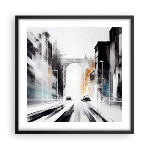 Affiche dans un cadre noir - Poster - Étude de ville : architecture et mouvement - 50x50 cm