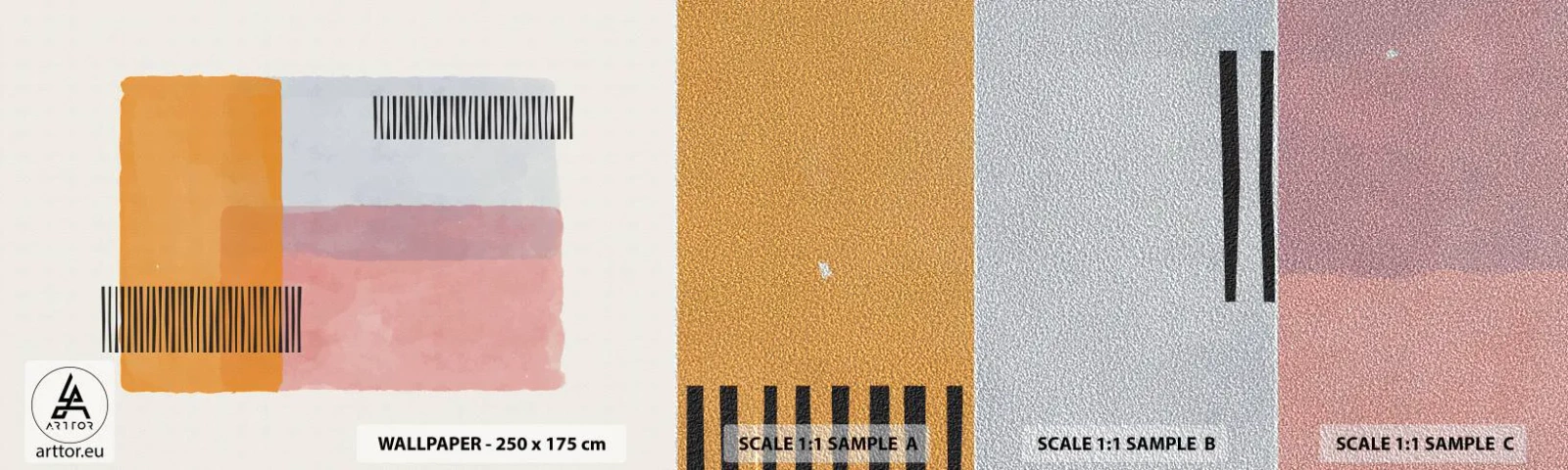 Échantillon de Papier Peint Premium Sand - D'un coin à l'autre - Abstraction, Morceau, Minimalisme - 100x30 cm