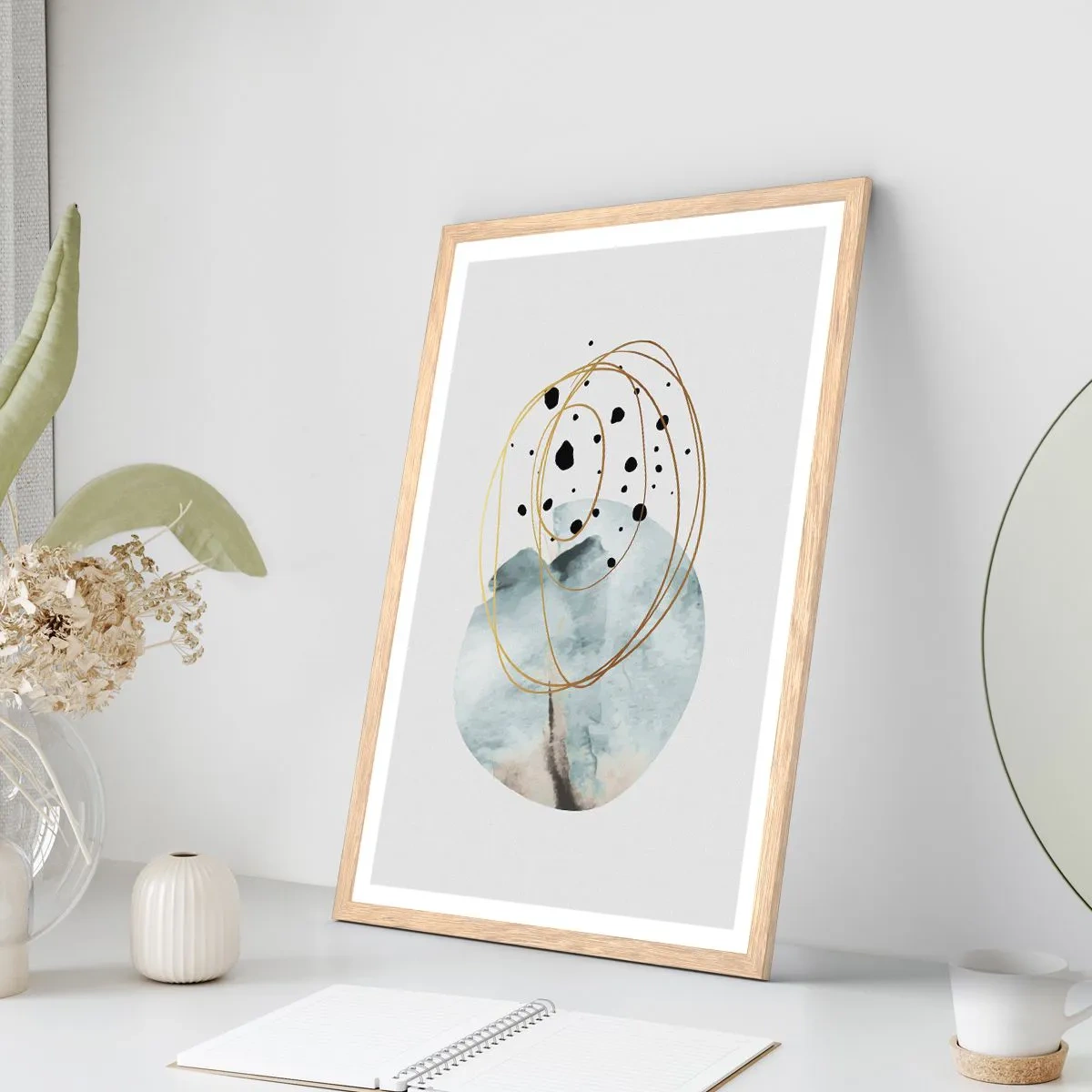 Affiche dans un chêne clair - Poster - Emmêlement de l'espace - 61x91 cm