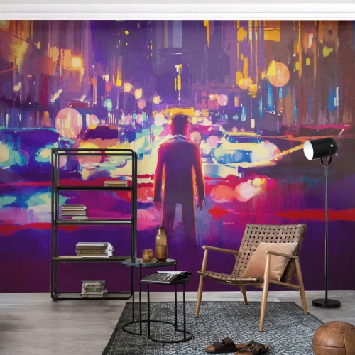 Papier peint sur mesure Premium Canvas - Immergé dans la lumière - Ville, Homme, New York