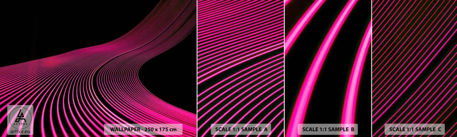 Échantillon De Papier Peint Standard Eco - Avenue de lumière - Lignes, Moderne, Néon - 100x30 cm