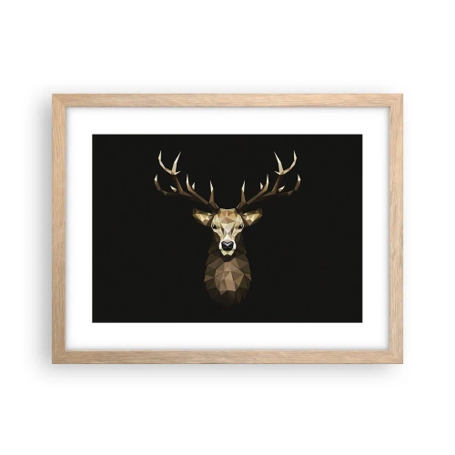Affiche dans un chêne clair - Poster - Cerf cubique - 40x30 cm
