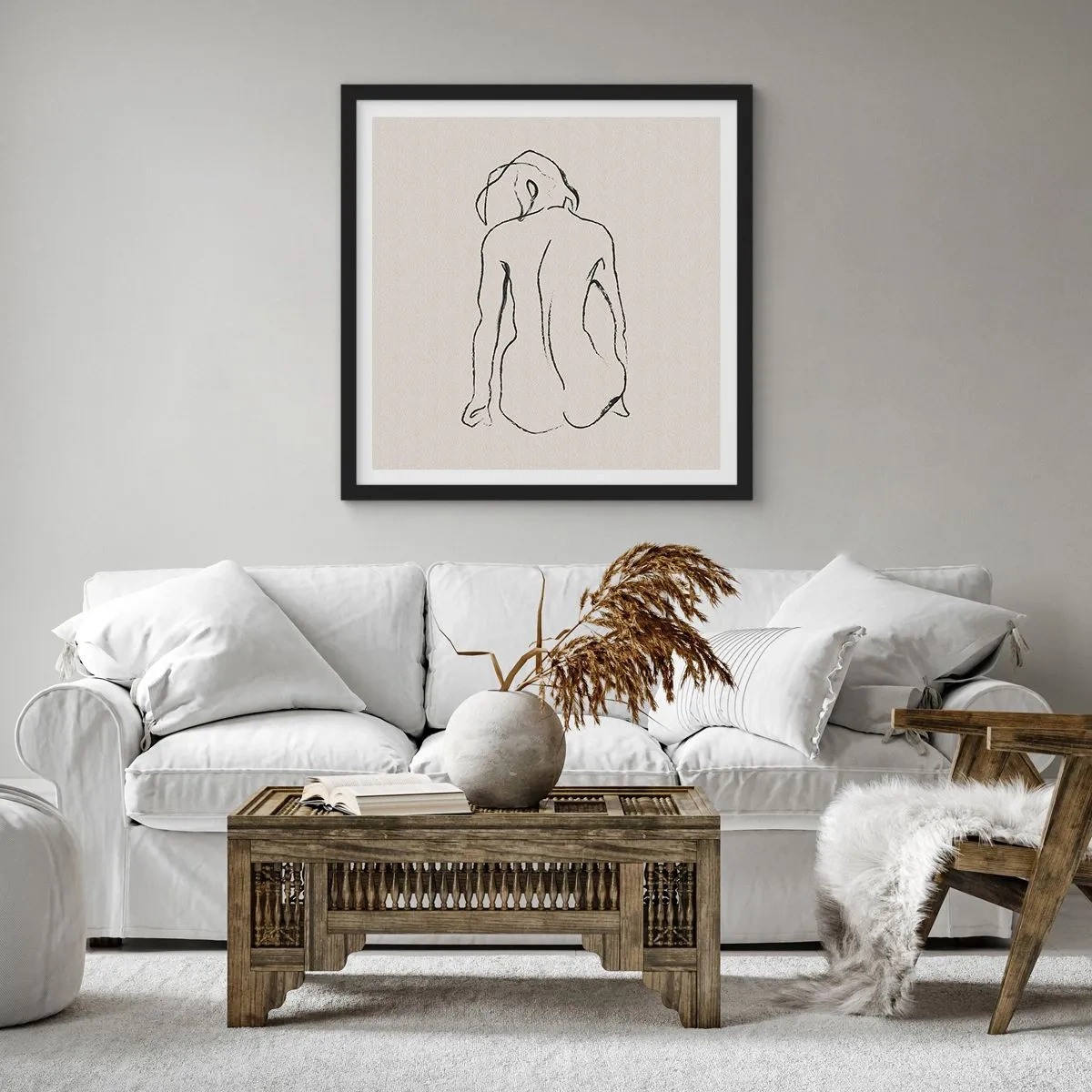 Affiche dans un cadre noir - Poster - Femme nue - 50x50 cm