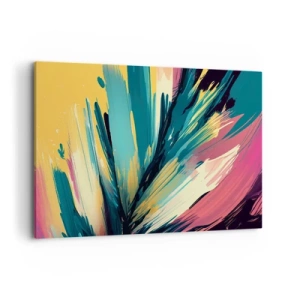 Impression sur toile - Image sur toile - Une composition abstraite aux couleurs intenses et contrastées. - 120x80cm - Composition – une explosion de joie - Décoration murale moderne pour le salon et la chambre ARTTOR