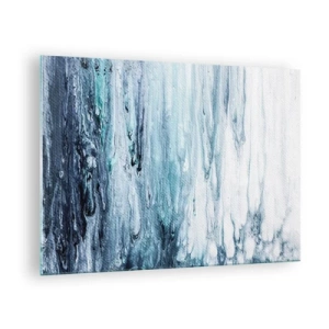 Impression sur verre - Image sur verre - Un motif abstrait ressemblant à des ruisseaux d'eau dans des tons de bleu. - 70x50cm - Une glace bleue - Décoration murale moderne pour le salon et la chambre ARTTOR