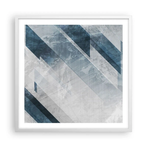 Affiche dans un cadre blanc - Poster - Composition spatiale - mouvement gris - 60x60 cm